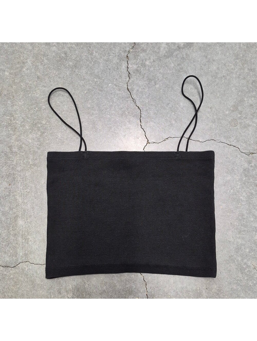 Zara Black Ribbed Spaghetti Strap Crop Top Tank